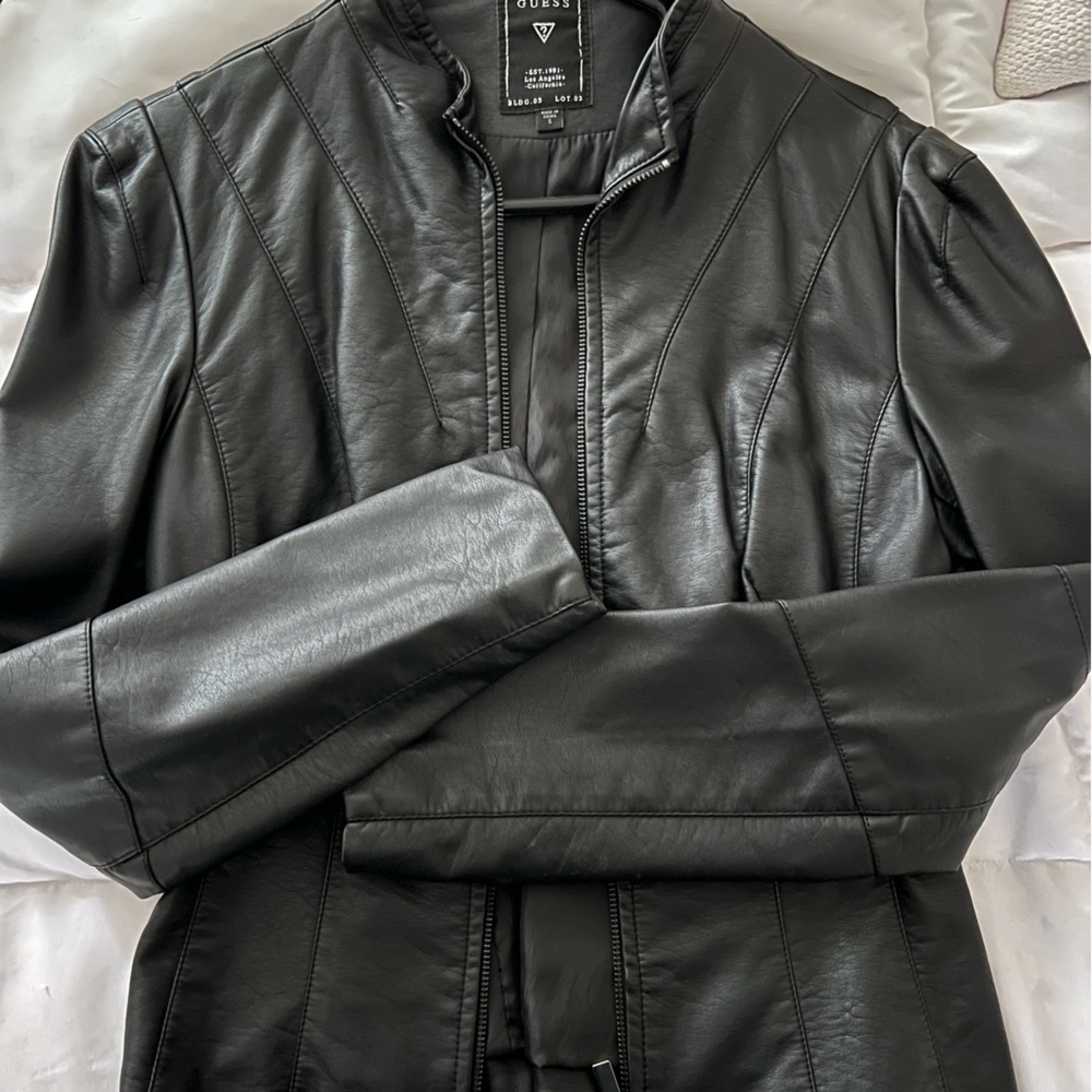 Black Guess Leather Jacket - S - Gem